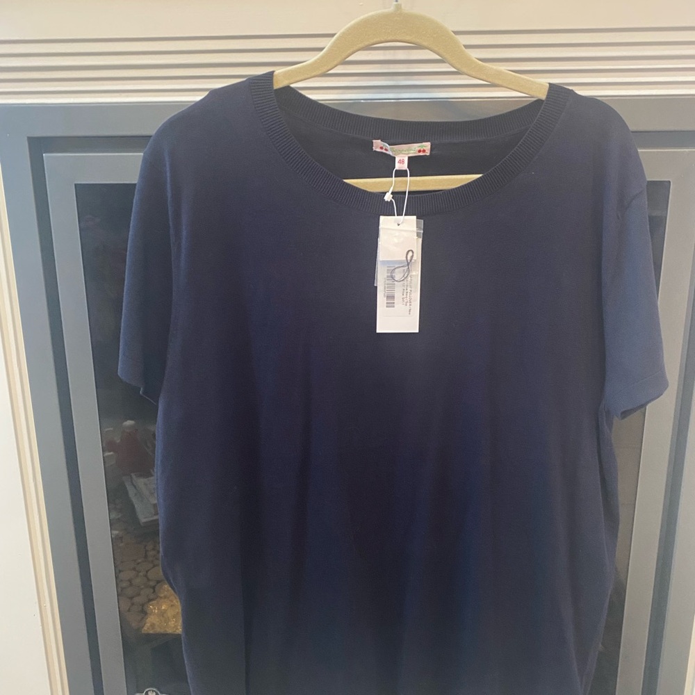 NWT Women’s Plus Size Navy Blue Work Bonpoint Dapuluf Cotton Pullover Top Sz XXL